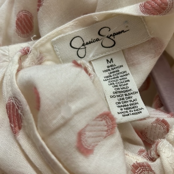 NWOT Jessica Simpson ivory babydoll dress with pink polka dots. Women’s size M. - Picture 7 of 7